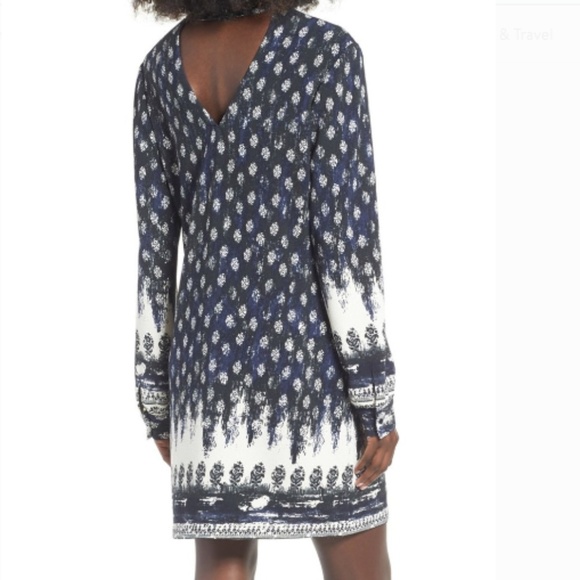 WAYF Blue Navy Border Print Women's Dress - Picture 2 of 4